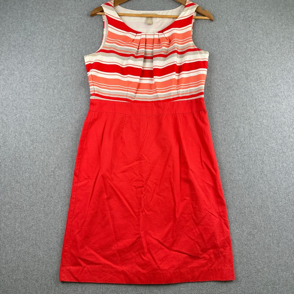 Banana Republic Dress Womens 10 Orange Striped Sleeveless Sheath
